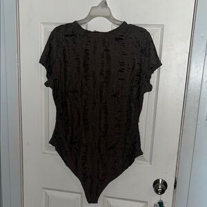 FashionNova Distressed Gray Bodysuit NWT